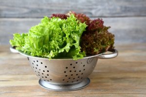 Healthy salad in a colander