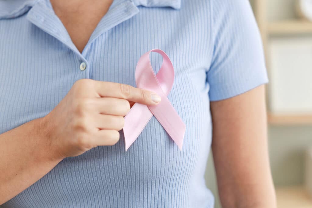 Pink cancer awareness ribbon