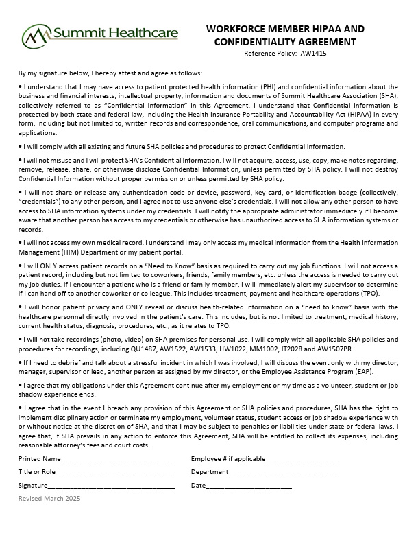 Workforce Member HIPAA